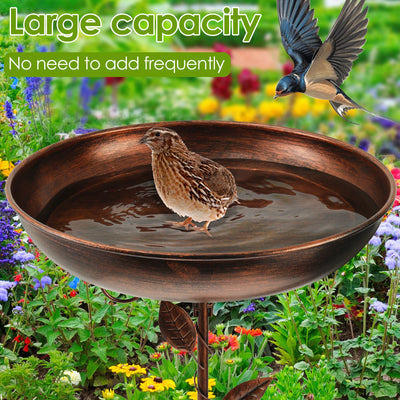 Iron Bird Bath 32 In Vintage Standing Bird Bath Bowl Height Adjustable Garden Birdbath Birds Feeding for Outdoor Lawn Decoration